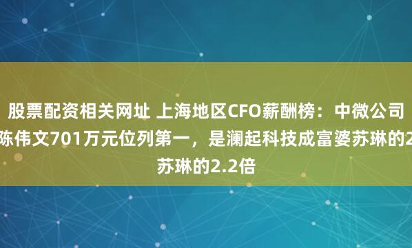 股票配资相关网址 上海地区CFO薪酬榜：中微公司CFO陈伟文701万元位列第一，是澜起科技成富婆苏琳的2.2倍
